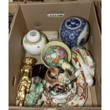 Box of Oriental pottery