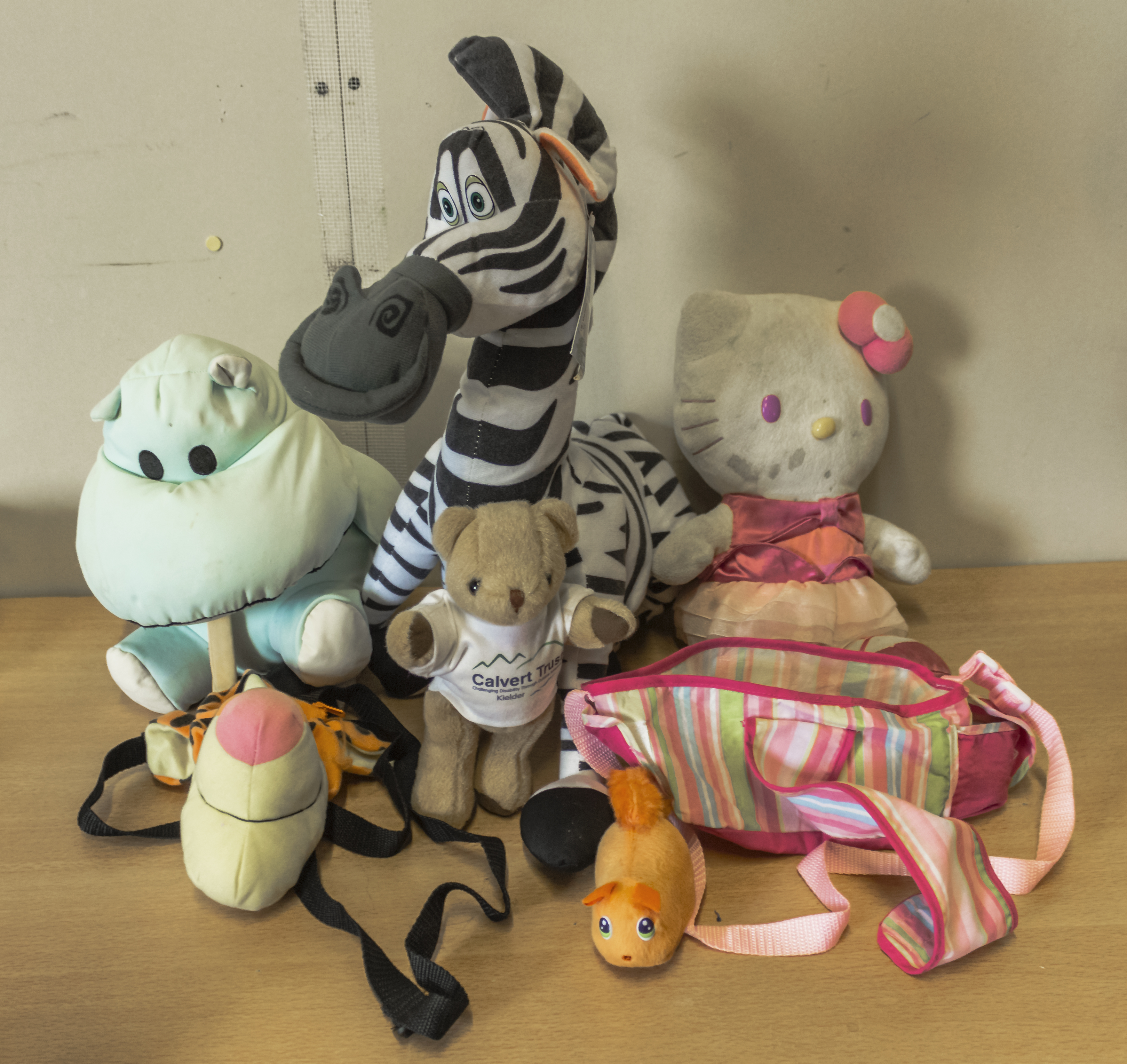 A bag containing soft toys