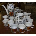 Meakin poppy pattern part coffee/tea set