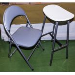 A folding chair and stool