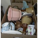 A box containing pottery items