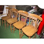 Four pine kitchen chairs