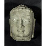 9th - 10th century Sandstone Buddha head Probably from Gujarat, India. Complete with Ushnisha, (