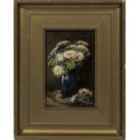 A framed oil on board of a still life, signed Ada Bell, image size 22cm x 14cm