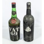 A bottle of vintage Grahams Port 1960 together with a bottle of vintage VAT 69 whisky