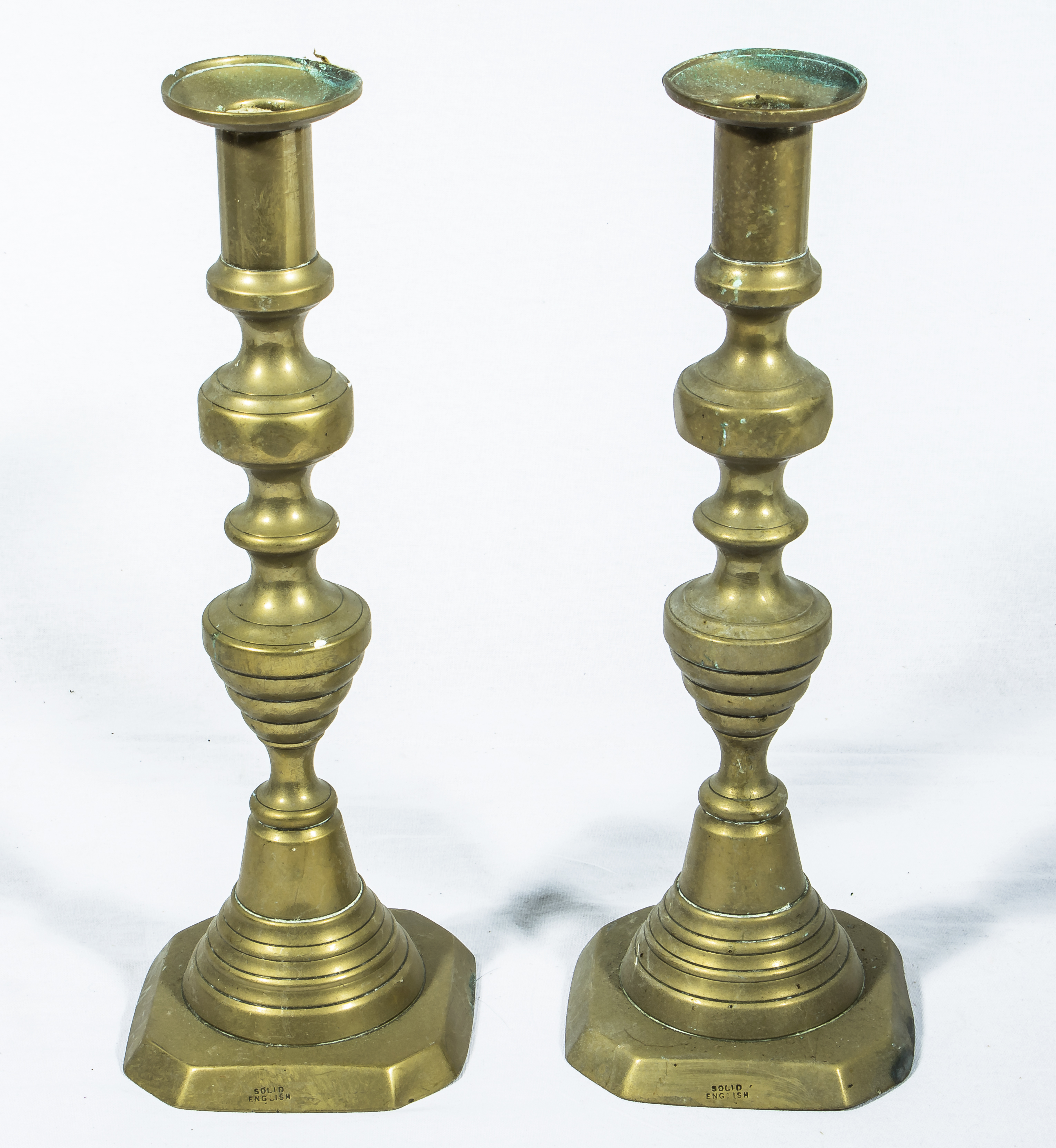 Two pairs of brass candlesticks - Image 2 of 3