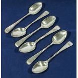 Six silver teaspoons, various dates. 110gms