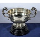 A Walker & Hall silver rose bowl and stand, rose bowl measures 23cm diameter and 15cm high, weighs