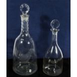 Two glass wine decanters