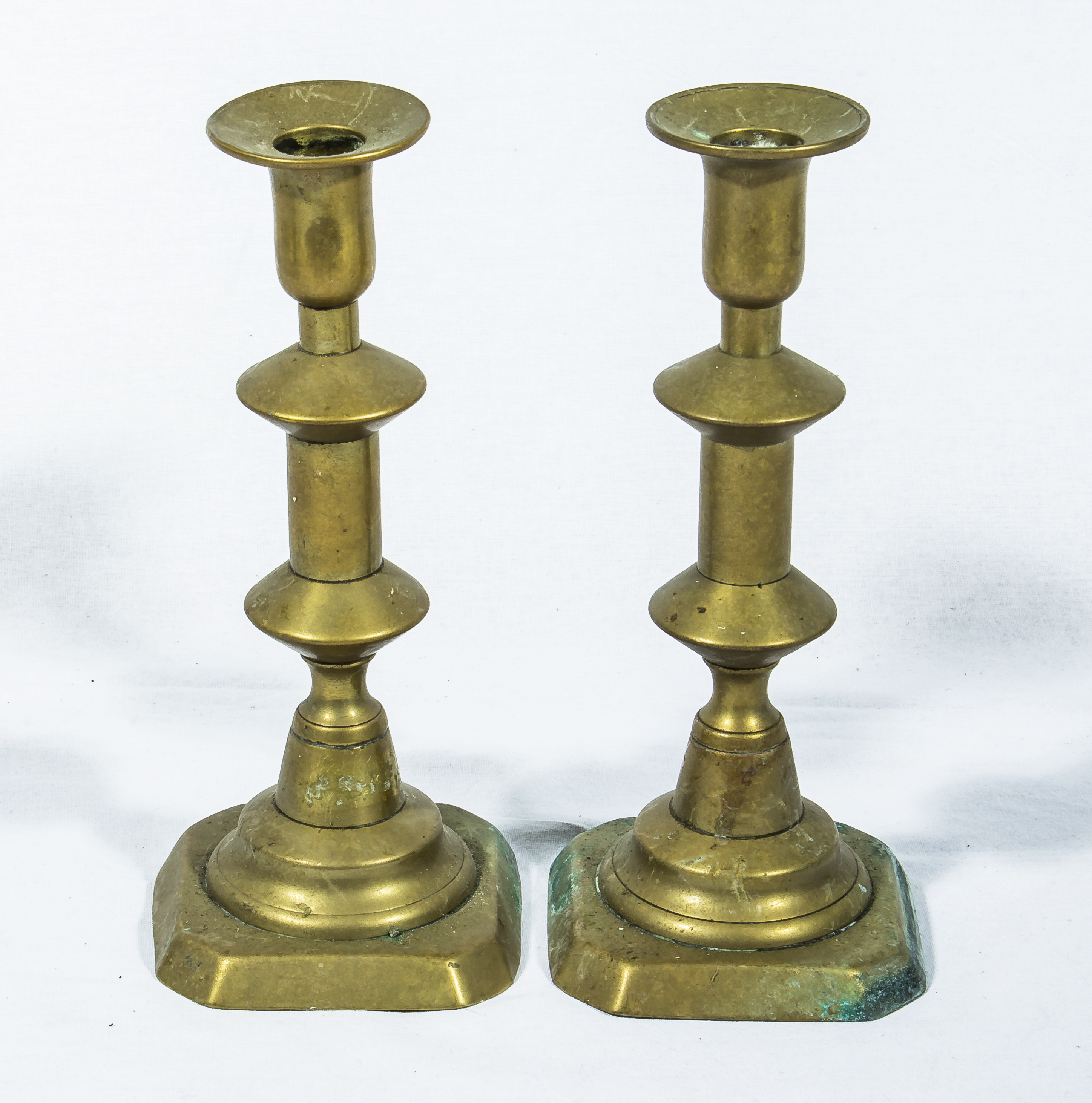 Two pairs of brass candlesticks - Image 2 of 3