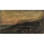 An unframed oil on panel of a seascape, signed Walter Paton, 23cm x 43cm