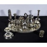 A collection of silver plated items