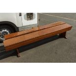 Two pine benches 2.43m long and 46cm high