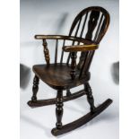 A child's elm and ash Windsor rocking chair