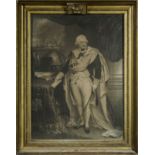 A gilt framed print of a learned gentleman, image size 57cm x 42cm