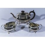 A three piece silver plated tea service