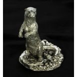 A silver figure of an otter marks for Birmingham 14cm tall