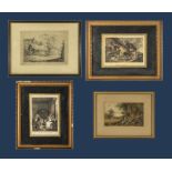 Four framed prints including Baxter's