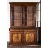 Victorian mahogany bookcase 2 glazed doors above 2 panelled door base.(lawyers clearance)