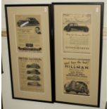 Four advertising posters set in two frames