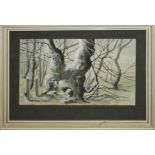 A framed watercolour 'Trees' signed Frank Hurd 1978