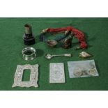 Coins, picture frame, microscope lens and other items