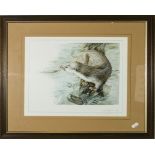 A framed print of an otter