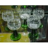 Five wine glasses