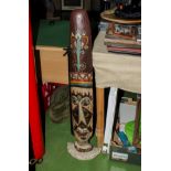 A wooden totem pole