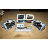 Six Oxford diecast model vehicles and a land speed model