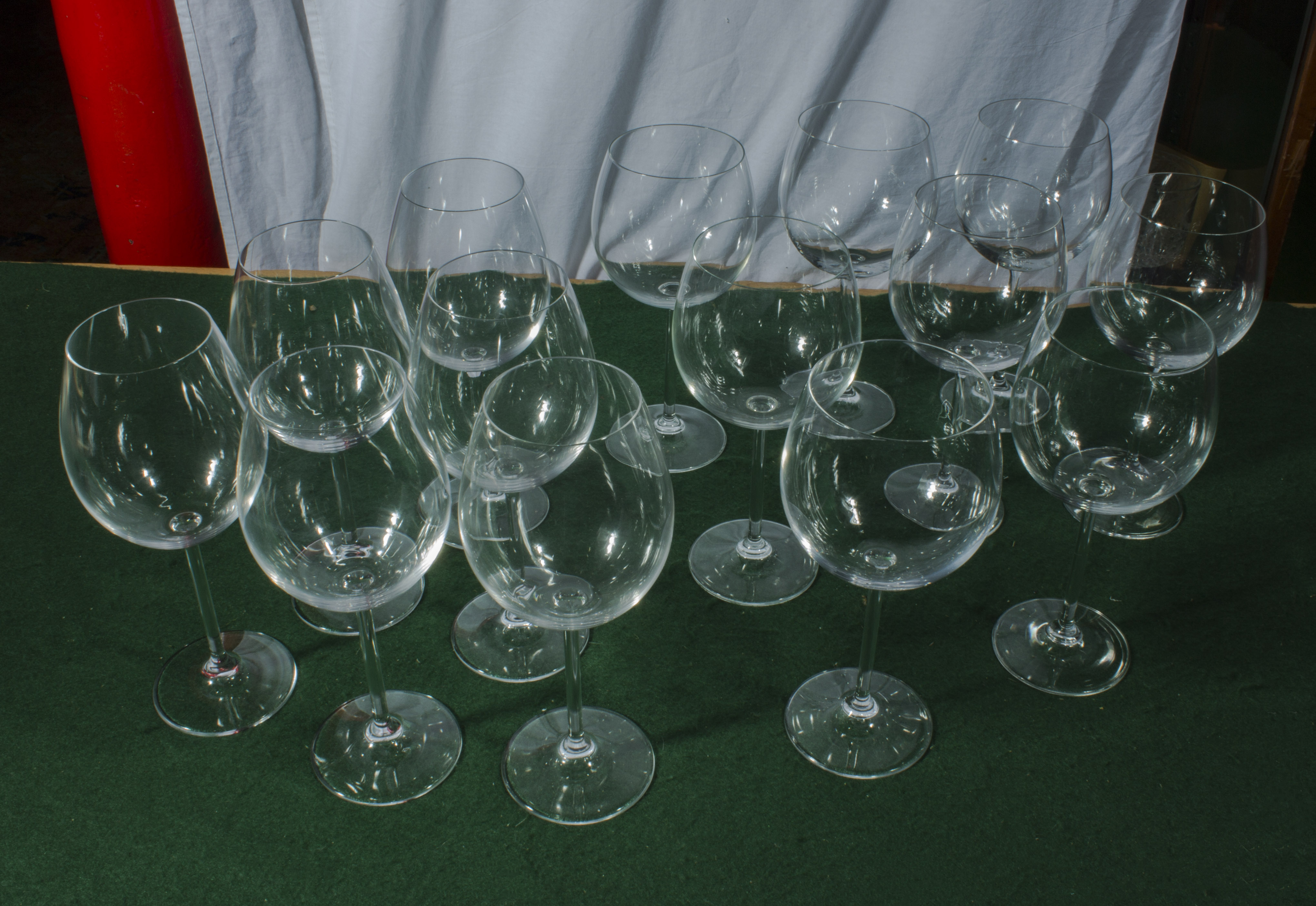 A quantity of wine glasses