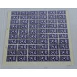 A sheet of 1946 Great Britain King George VI Victory stamps, unused