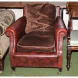 A red leather armchair