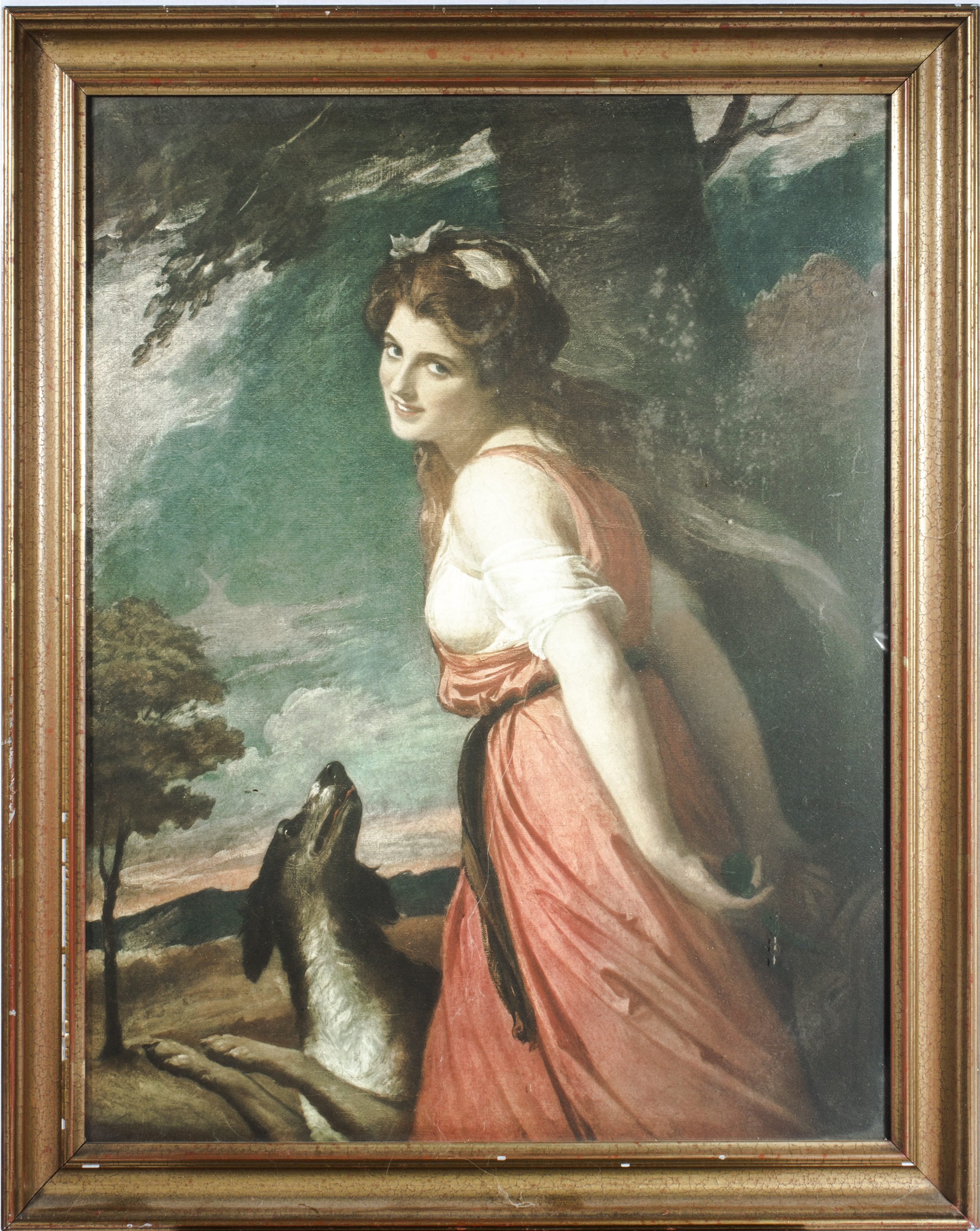 A framed Medici print 'Lady Hamilton and a Goat size 63cm x 50cm