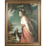 A framed Medici print 'Lady Hamilton and a Goat size 63cm x 50cm