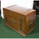 A brass bound oak writing chest
