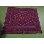 A hand woven wool tribal Gazak rug, 109cm x 119cm