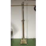 A Victorian Corinthian style heavy quality style brass telescopic standard lamp on square base and