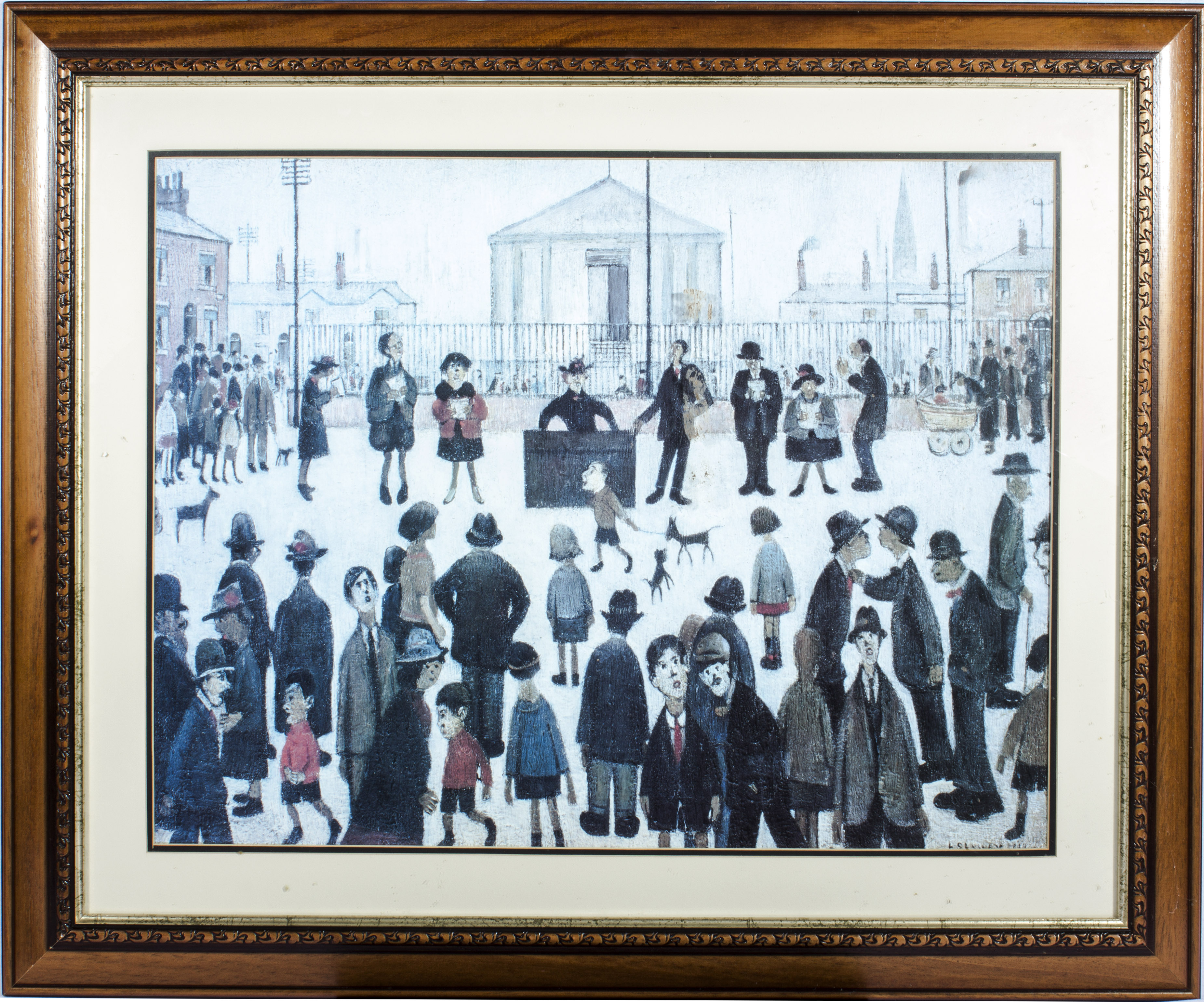 A framed Lowry print size 50cm x 65cm