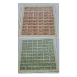 Full sheet of Southern Rhodesia 1947 1d stamps together with 1947 1/2d stamps