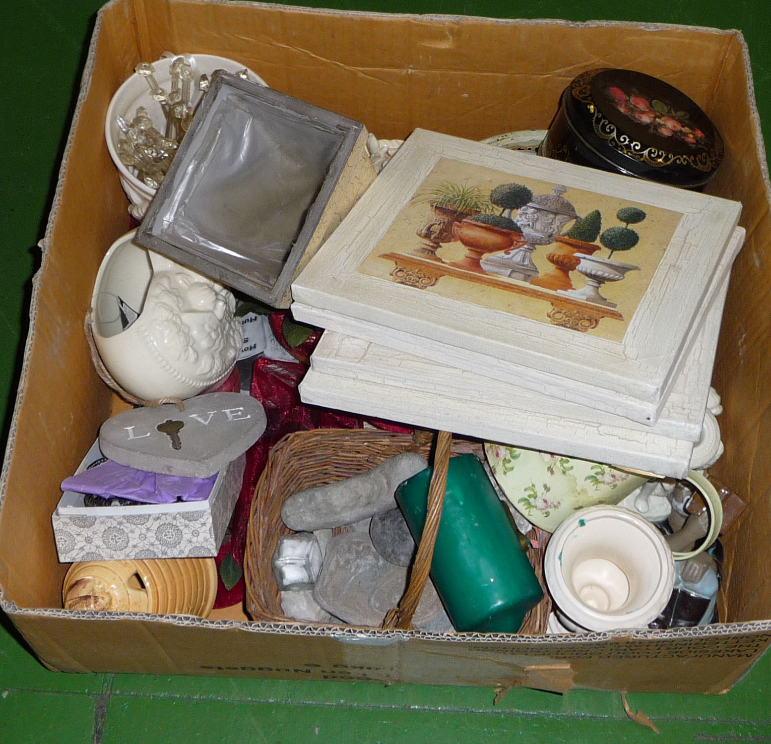 A box containing miscellaneous items