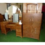 A 1940's dressing table, tall boy and a stool