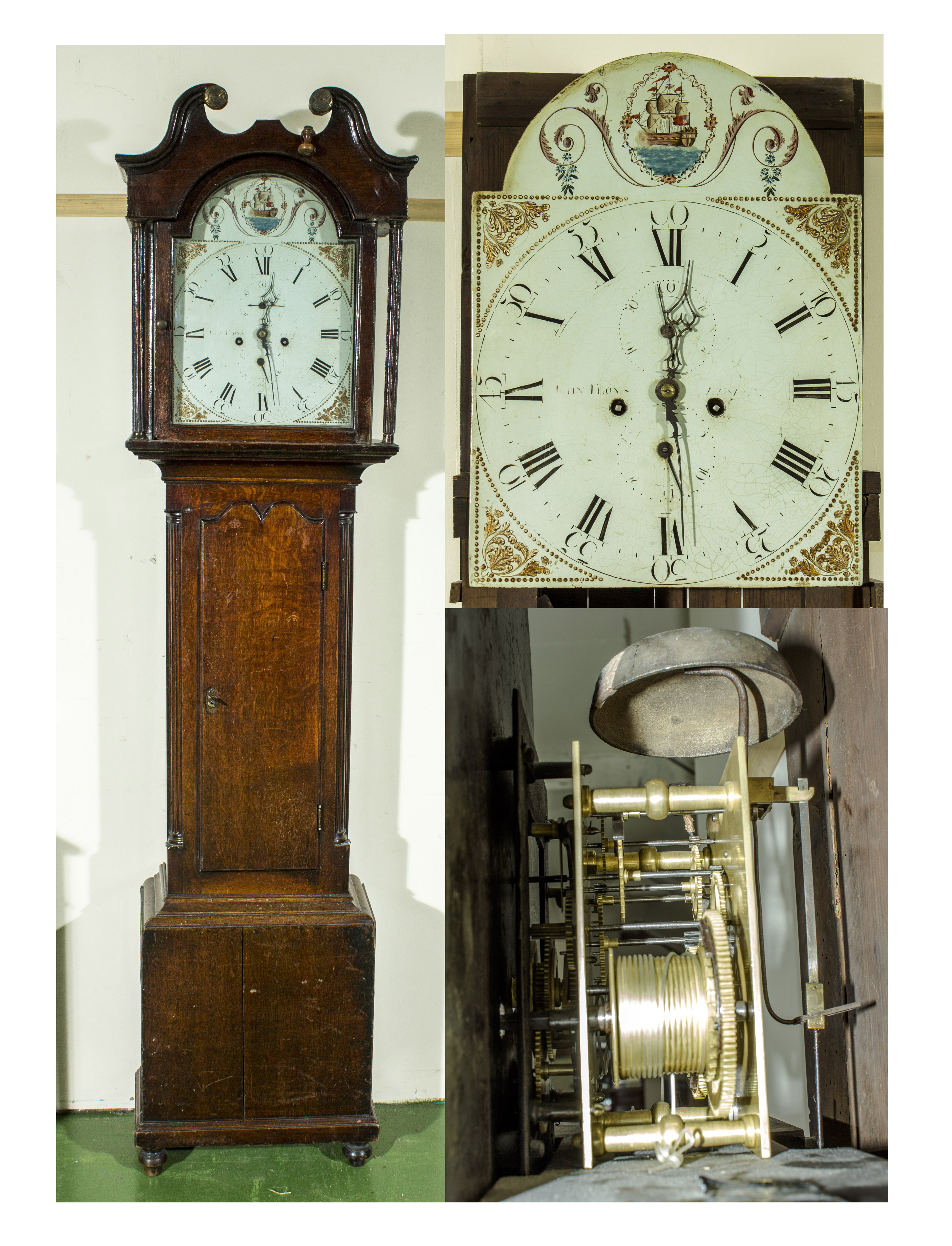 An oak cased Grandfather clock, in working order