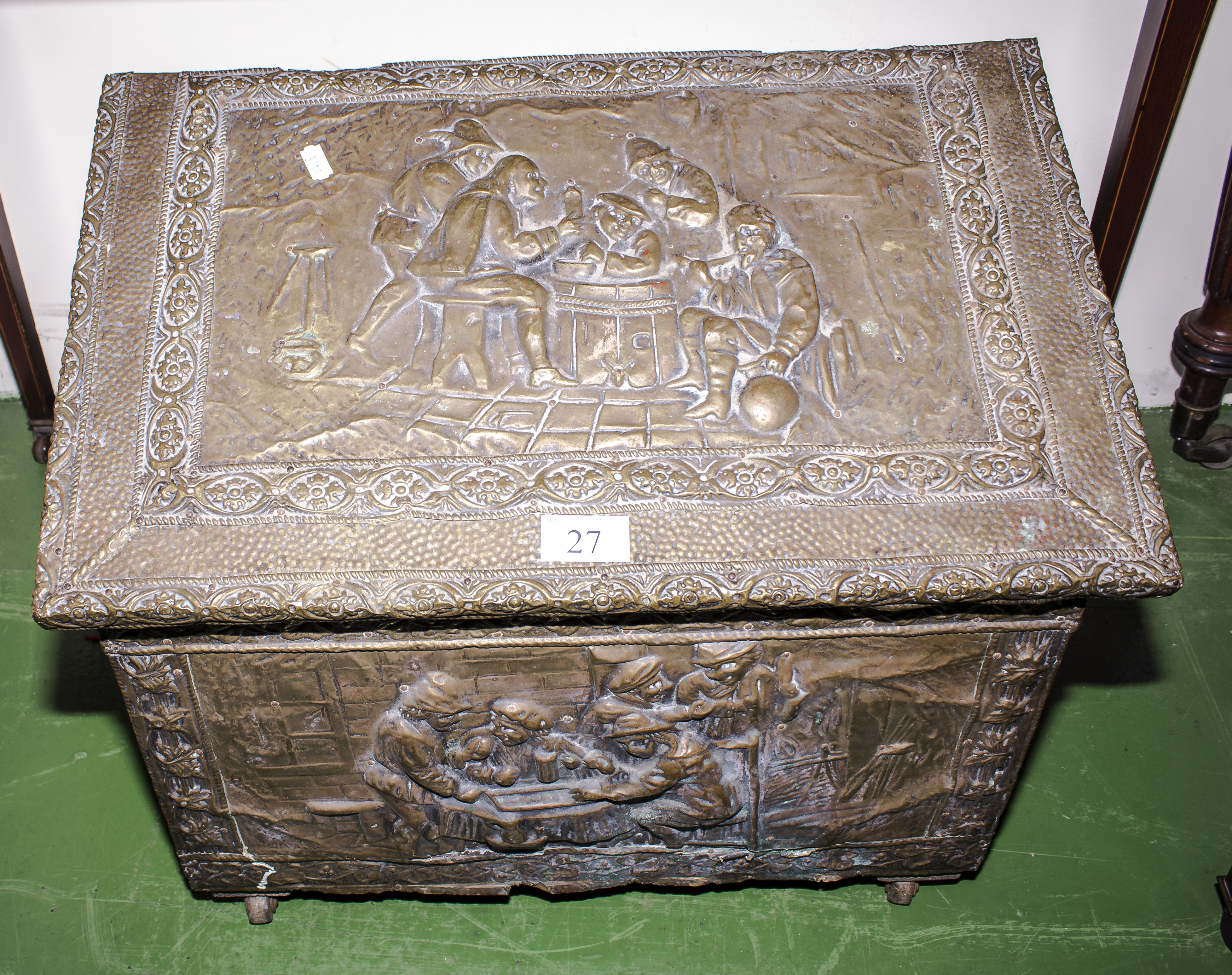 A brass log box