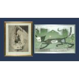 Two framed abstract prints