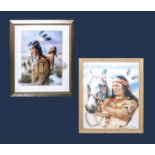 A pair of prints depicting American Indians