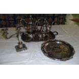 A collection of silver plated items