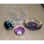 Four pieces of art glass