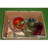 A box of assorted glass items