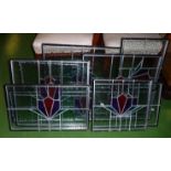 A quantity of modern leaded glass panels